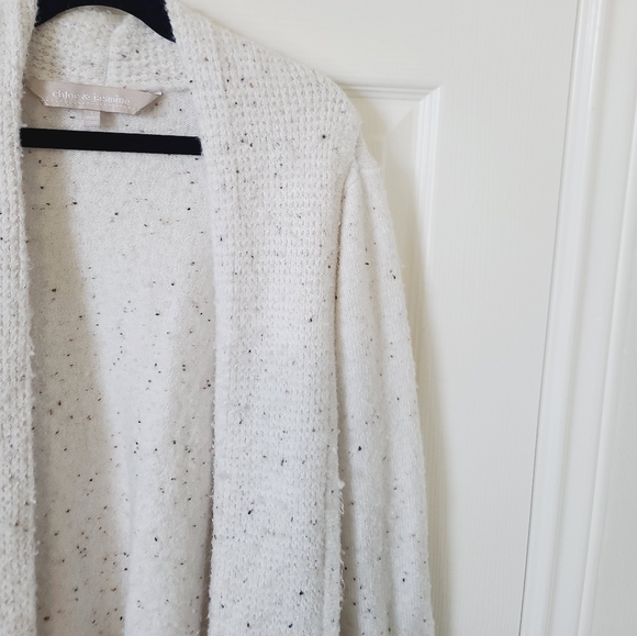 Chloe & Jasmine Cream Marl Open Soft Cozy Cardigan Sweater L - Picture 4 of 9